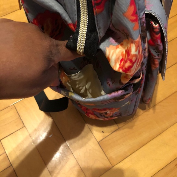 Gray Floral Diaper Bag/Backpack - Picture 9 of 16